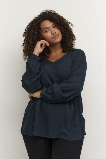 Kaffe Curve Ami Langarm Bluse Mitternachtsmarine - T-Shirts - 