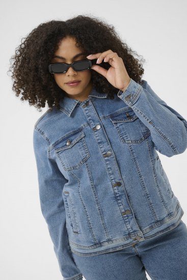 Kaffe Curve Vilana Denim Jacket Washed Blue - Jeansjacken - 