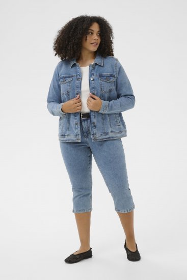 Kaffe Curve Vilana Denim Jacket Washed Blue - Jeansjacken - 