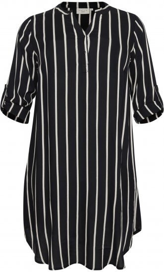 Kaffe Curve Milana Shirt Kleid Schwarz / Chalk Streifen - Kleider - 