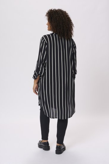 Kaffe Curve Milana Shirt Kleid Schwarz / Chalk Streifen - Kleider - 