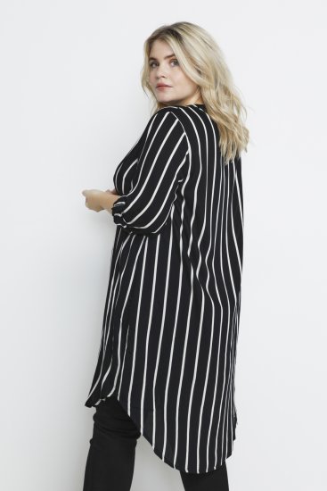 Kaffe Curve Milana Shirt Kleid Schwarz / Chalk Streifen - Kleider - 