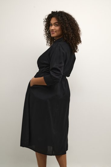 Kaffe Curve Emina Oline Kleid Tiefschwarz - Kleider - 