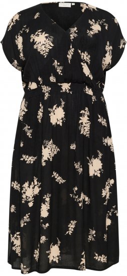 Kaffe Curve Jenna Kleid Schwarz/Brown Flower Print - Kleider - 