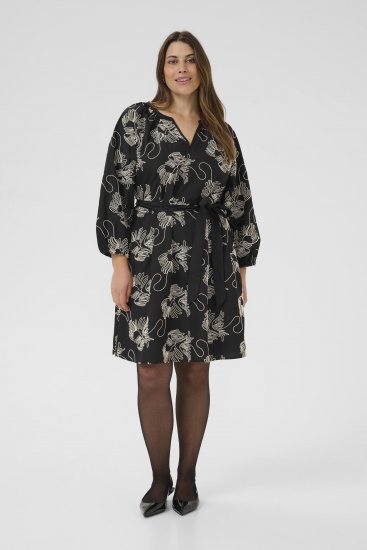 Kaffe Curve Kimmie Dress Black Chalk Embroidery - Midikleider - 
