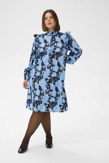 Kaffe Curve Sasja Kleid Blue Snake Flower - Kleider - 