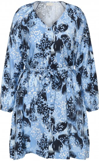 Kaffe Curve Aliana Dress Blue Flower Animal - Midikleider - 