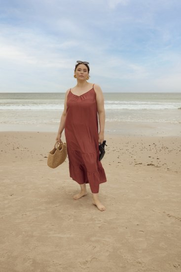 Kaffe Curve Emilia Dress Henna Brown - Maxikleider - 