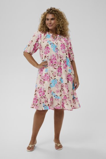 Kaffe Curve Hayley Dress Multi Color Flower - Midikleider - 