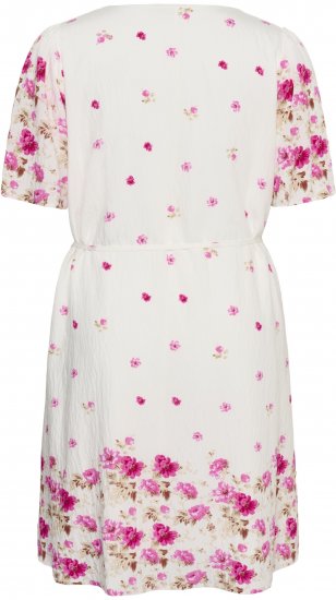 Kaffe Curve Rosa Mini Dress White Rose Border Flower - Minikleider - 