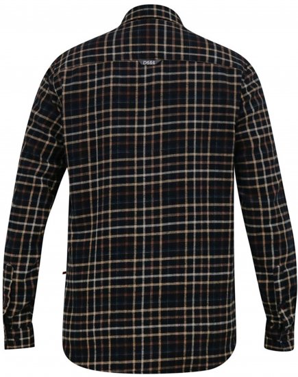 D555 Destin Checked Long Sleeve Shirt Black/Tan Check - Langärmlige hemden - 