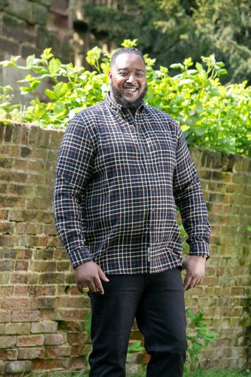 D555 Destin Checked Long Sleeve Shirt Black/Tan Check - Langärmlige hemden - 