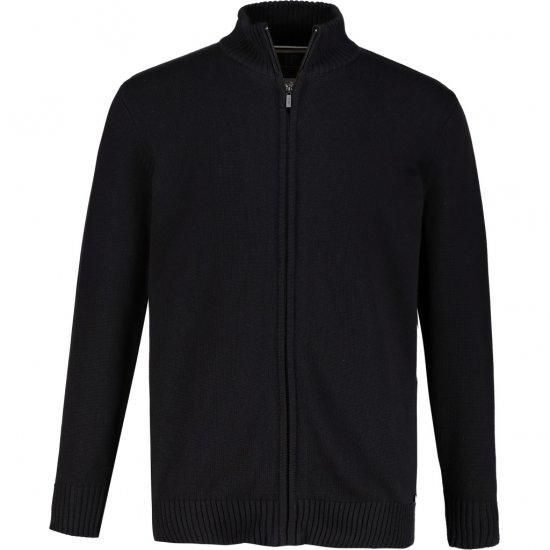 JP1880 Cardigan Knitted with Zipper Black TALL - HERRENBEKLEIDUNG MT-6XLT - Langgrößen für Herren