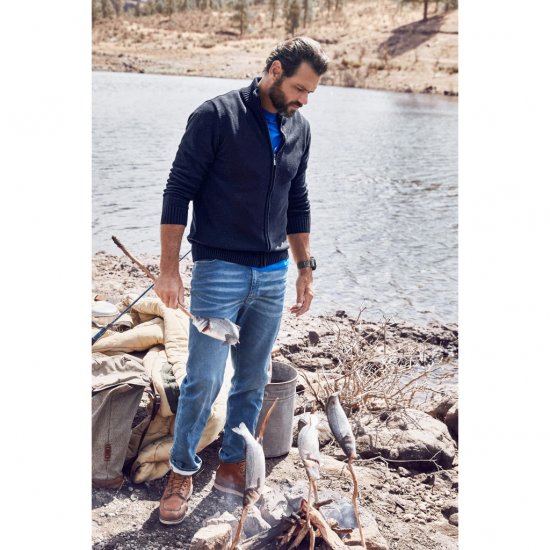 JP1880 Cardigan Knitted with Zipper Navy TALL - HERRENBEKLEIDUNG MT-6XLT - Langgrößen für Herren