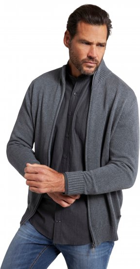 JP1880 Cardigan Knitted with Zipper Grey - Herren-sweater und -hoodies - Herren-Sweater und -Hoodies in großen Größen