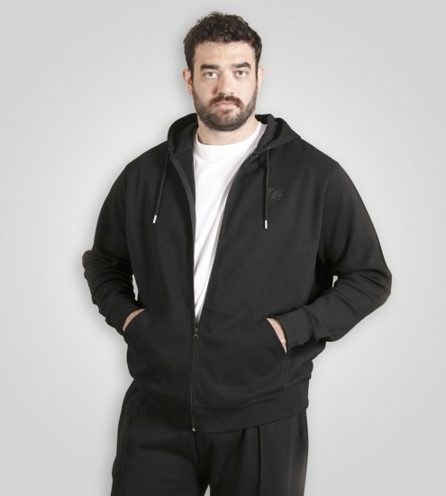 Duke Kenilworth Pin Tuck Sleeves Zip Through Hoodie Dark Navy TALL - TALL sweatshirts - 