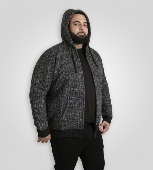 Duke Fareham Bonded Sherpa Lining Knitted Hoodie Grey - Herren-sweater und -hoodies - Herren-Sweater und -Hoodies in großen Größen