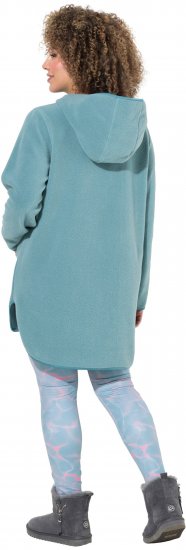 Ulla Popken Teddy Fleece Hooded Zip Neck Sweatshirt Ice Green - Hoodies & Sweatshirts - 