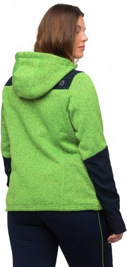 Ulla Popken Contrast Inserts Sweater Knit Hoodie Light Green - Hoodies & Sweatshirts - 