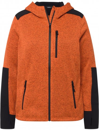 Ulla Popken Contrast Inserts Sweater Knit Hoodie Bright Orange Yellow - Hoodies & Sweatshirts - 