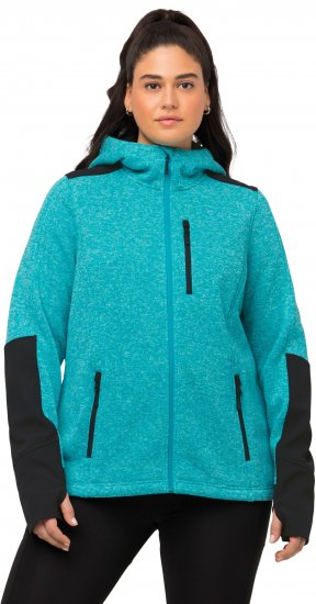 Ulla Popken Contrast Inserts Sweater Knit Hoodie Aquamarine - Hoodies & Sweatshirts - 