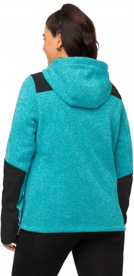 Ulla Popken Contrast Inserts Sweater Knit Hoodie Aquamarine - Hoodies & Sweatshirts - 