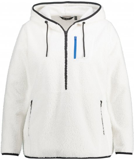 Ulla Popken Teddy Fleece Partial Zip Hoodie Snow White - Hoodies & Sweatshirts - Kuschelige Sweatshirts & Strick