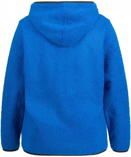 Ulla Popken Teddy Fleece Partial Zip Hoodie Royal Blue - Hoodies & Sweatshirts - 