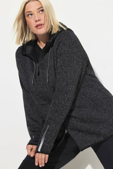 Ulla Popken Sweater Knit Fleece Hoodie Black - Hoodies & Sweatshirts - Kuschelige Sweatshirts & Strick