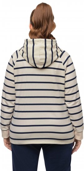 Ulla Popken Stripe Print Loungewear Hoodie Chalk - Hoodies & Sweatshirts - 