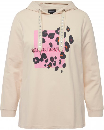 Ulla Popken REBEL LOVE Long Sleeve Graphic Hoodie Vanilla - Hoodies & Sweatshirts - 