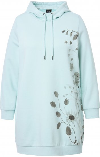Ulla Popken Oversized Grass Graphic Hoodie Glacier Green - Hoodies & Sweatshirts - Kuschelige Sweatshirts & Strick