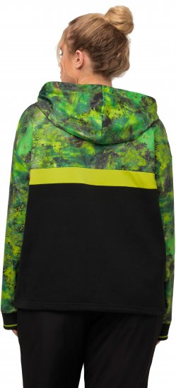 Ulla Popken Mineral Print Quick Dry Hoodie Black - Hoodies & Sweatshirts - 