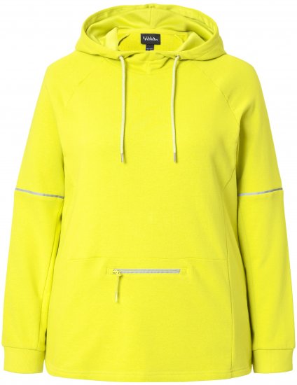 Ulla Popken Zippered Pocket and Reflective Piping Hoodie Green Apple - Hoodies & Sweatshirts - 