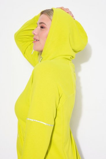 Ulla Popken Zippered Pocket and Reflective Piping Hoodie Green Apple - Hoodies & Sweatshirts - Kuschelige Sweatshirts & Strick