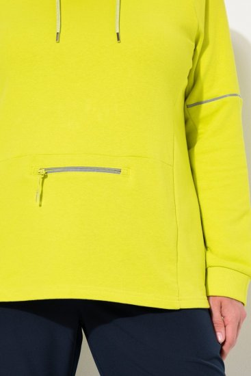 Ulla Popken Zippered Pocket and Reflective Piping Hoodie Green Apple - Hoodies & Sweatshirts - Kuschelige Sweatshirts & Strick