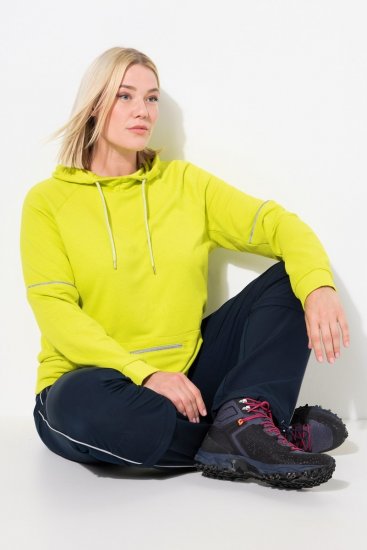 Ulla Popken Zippered Pocket and Reflective Piping Hoodie Green Apple - Hoodies & Sweatshirts - Kuschelige Sweatshirts & Strick