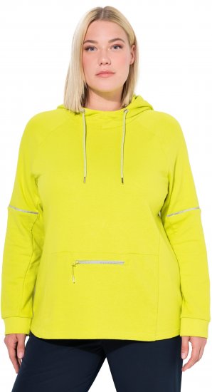 Ulla Popken Zippered Pocket and Reflective Piping Hoodie Green Apple - Hoodies & Sweatshirts - 