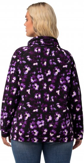 Ulla Popken Floral Print Drawstring Collar Hoodie Black - Hoodies & Sweatshirts - 