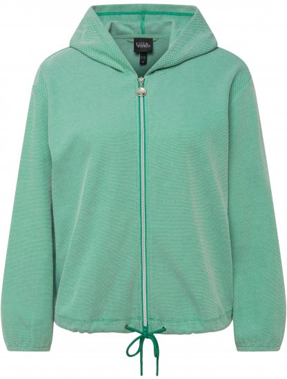 Ulla Popken Drawstring Hem Two-Tone Knit Hoodie Emerald Green - Hoodies & Sweatshirts - 