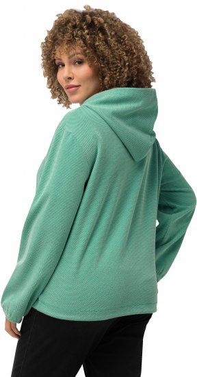 Ulla Popken Drawstring Hem Two-Tone Knit Hoodie Emerald Green - Hoodies & Sweatshirts - 