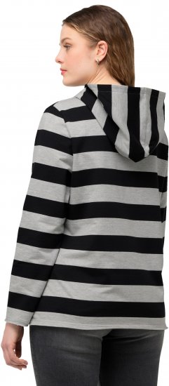 Ulla Popken Mixed Stripe Long Sleeve Hoodie Black - Hoodies & Sweatshirts - Kuschelige Sweatshirts & Strick