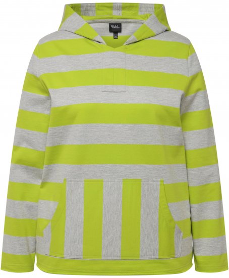 Ulla Popken Mixed Stripe Long Sleeve Hoodie Apple Green - Hoodies & Sweatshirts - Kuschelige Sweatshirts & Strick