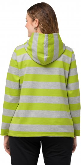 Ulla Popken Mixed Stripe Long Sleeve Hoodie Apple Green - Hoodies & Sweatshirts - Kuschelige Sweatshirts & Strick