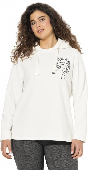 Ulla Popken Face Graphic Long Sleeve Hoodie Off-White - Hoodies & Sweatshirts - Kuschelige Sweatshirts & Strick