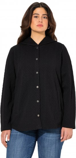 Ulla Popken Cable Knit Long Sleeve Hoodie Black - Hoodies & Sweatshirts - 