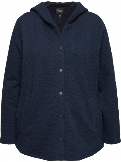 Ulla Popken Cable Knit Long Sleeve Hoodie Navy - Hoodies & Sweatshirts - 
