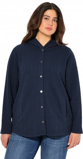 Ulla Popken Cable Knit Long Sleeve Hoodie Navy - Hoodies & Sweatshirts - 