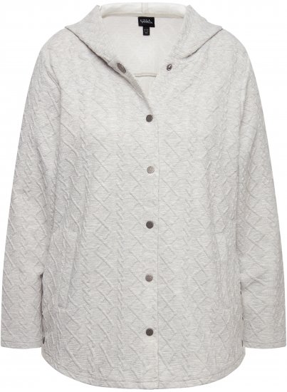 Ulla Popken Cable Knit Long Sleeve Hoodie Light Grey Melange - Hoodies & Sweatshirts - Kuschelige Sweatshirts & Strick