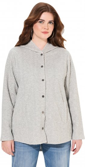 Ulla Popken Cable Knit Long Sleeve Hoodie Light Grey Melange - Hoodies & Sweatshirts - Kuschelige Sweatshirts & Strick